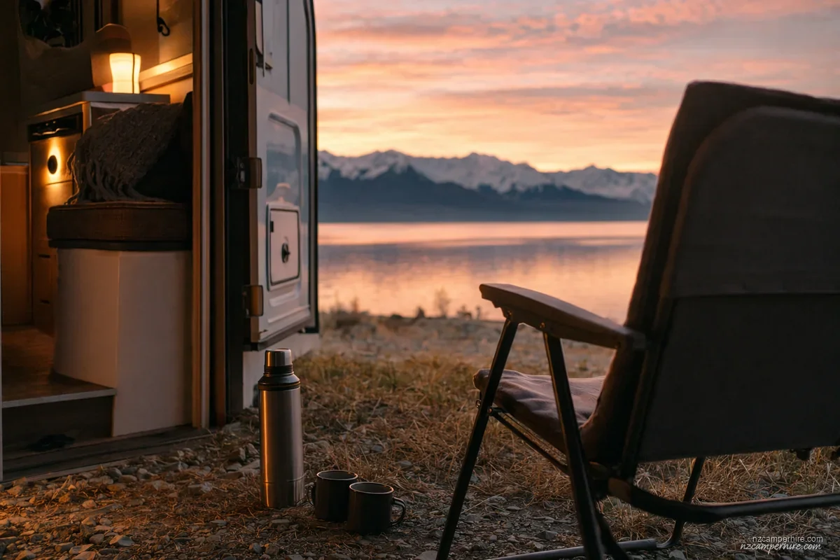 A quiet moment on the Lake Tekapo to Queenstown — motorhome drive guide route